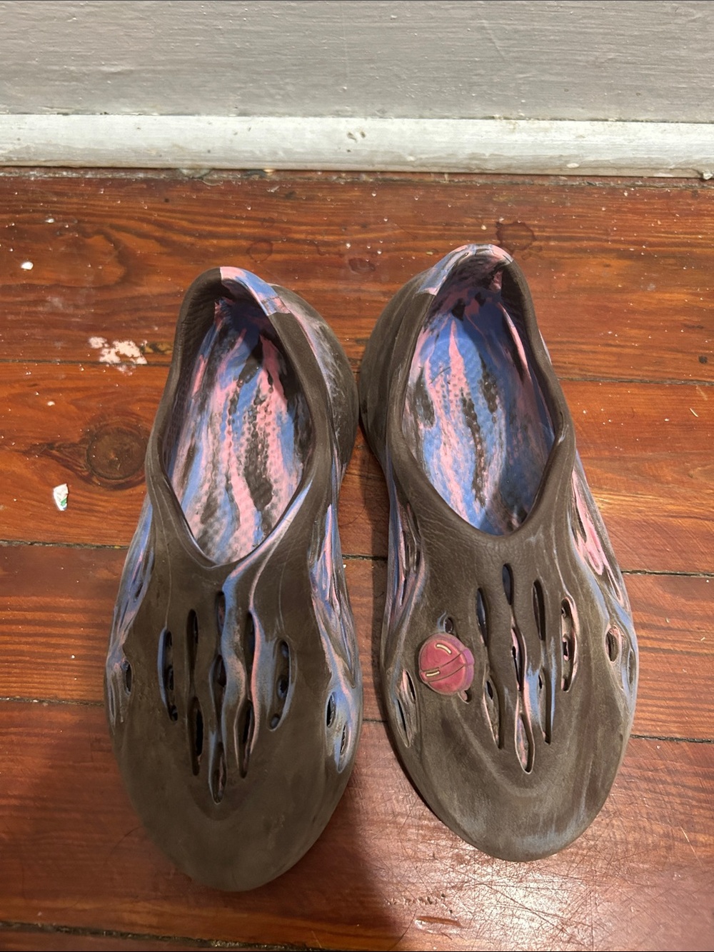 Brown Slip-On Foam Clog with Pink/Blue Marbled Insole